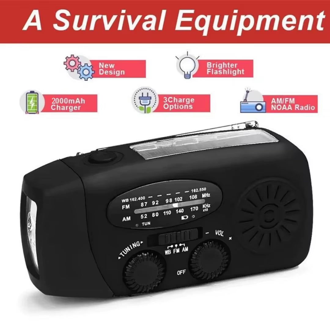 Led Flashlights Hand Crank Dynamo Powered AM/FM/NOAA Radio Emergency Rescue LED Flashlight Emergency Power Supply Power Bank