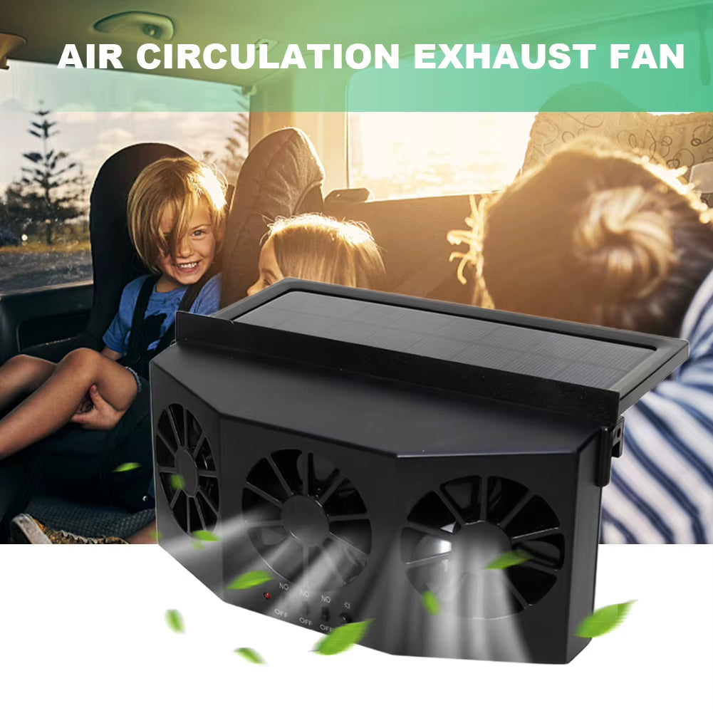 Solar Powered Car Exhaust Fan Car Window Fan Cooling Radiator Energy Saving Auto Cooler Fan Portable Deodorization Ventilator