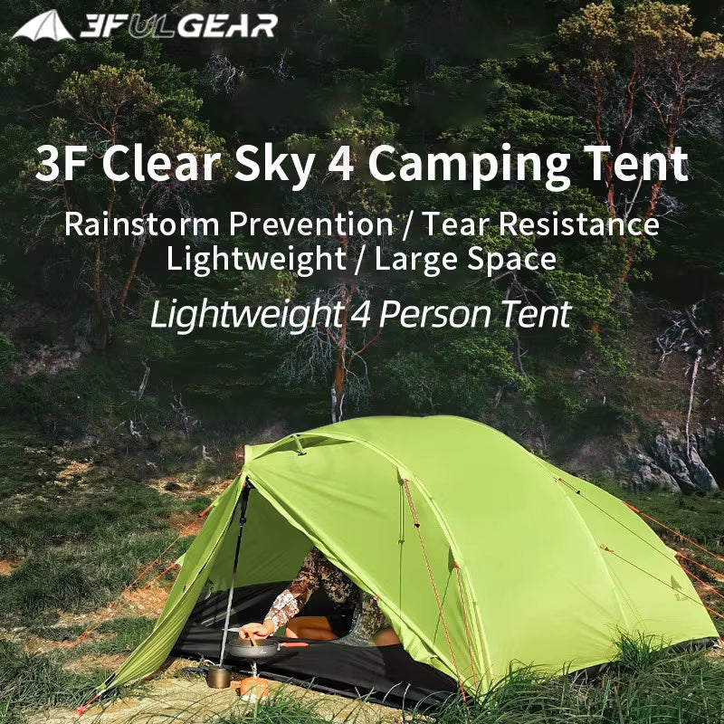 Qingkong 4 Camping Tent Ultralight Portable 15D/210T Large Space 3/4 Season 4 People Tent Outdoor Travel Hiking Tents