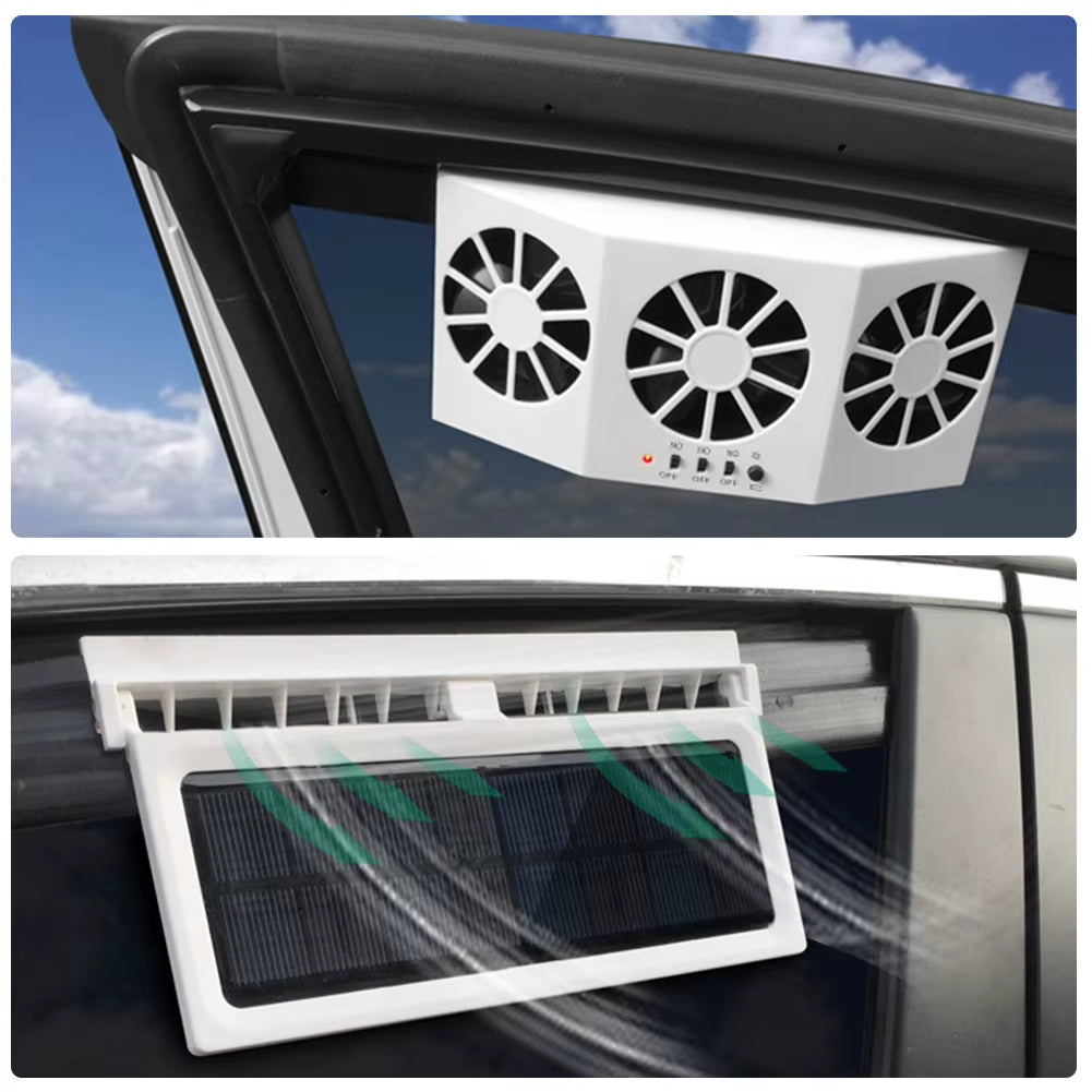 Solar Powered Car Exhaust Fan Car Window Fan Cooling Radiator Energy Saving Auto Cooler Fan Portable Deodorization Ventilator