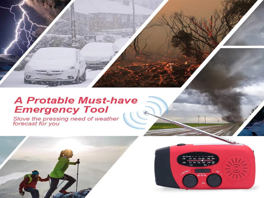 Led Flashlights Hand Crank Dynamo Powered AM/FM/NOAA Radio Emergency Rescue LED Flashlight Emergency Power Supply Power Bank