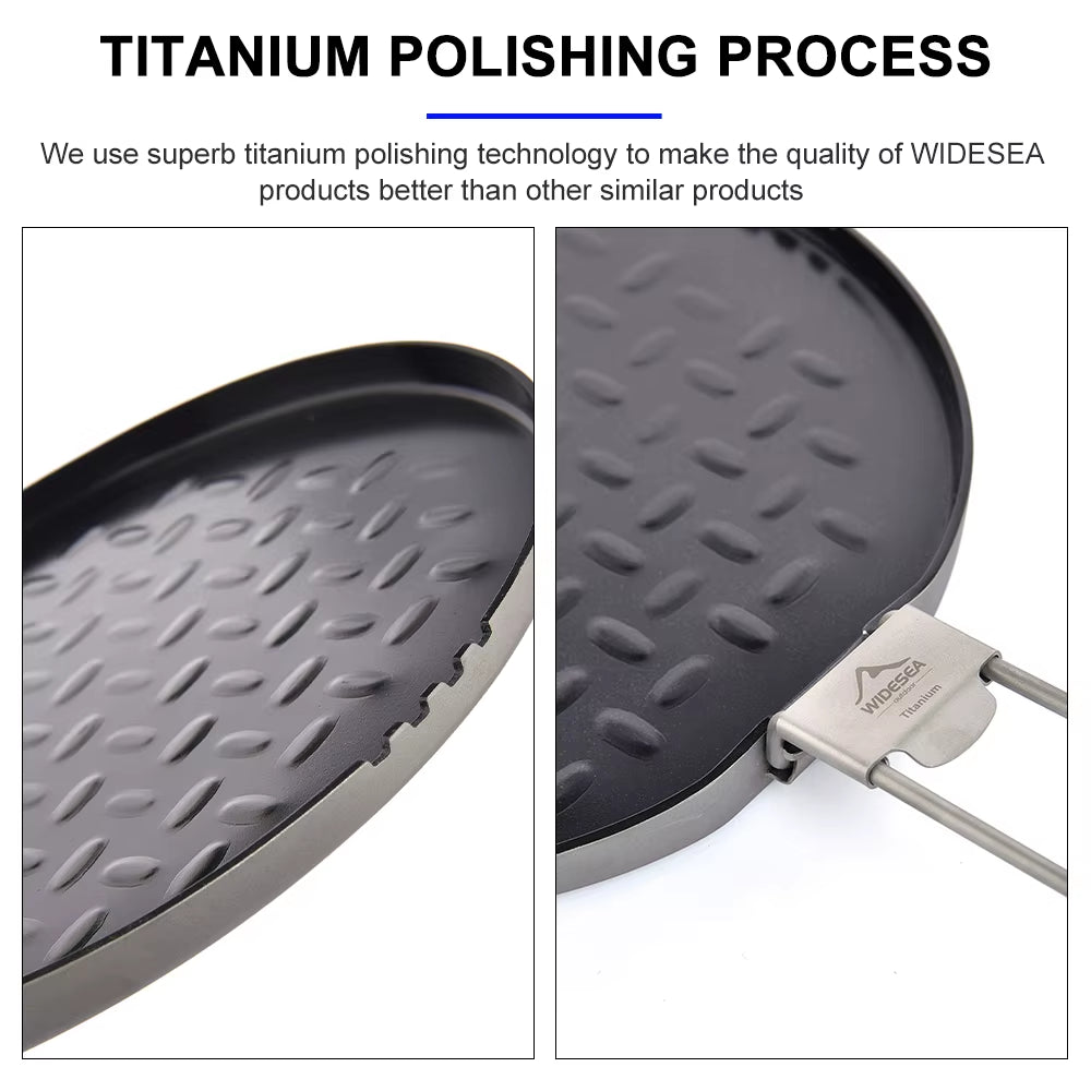 Titanium Nonstick Frying Pan Pot Bowl Camping Ultra-Light Plate Tableware Cooking Utensils Bbq Picnic Cookware