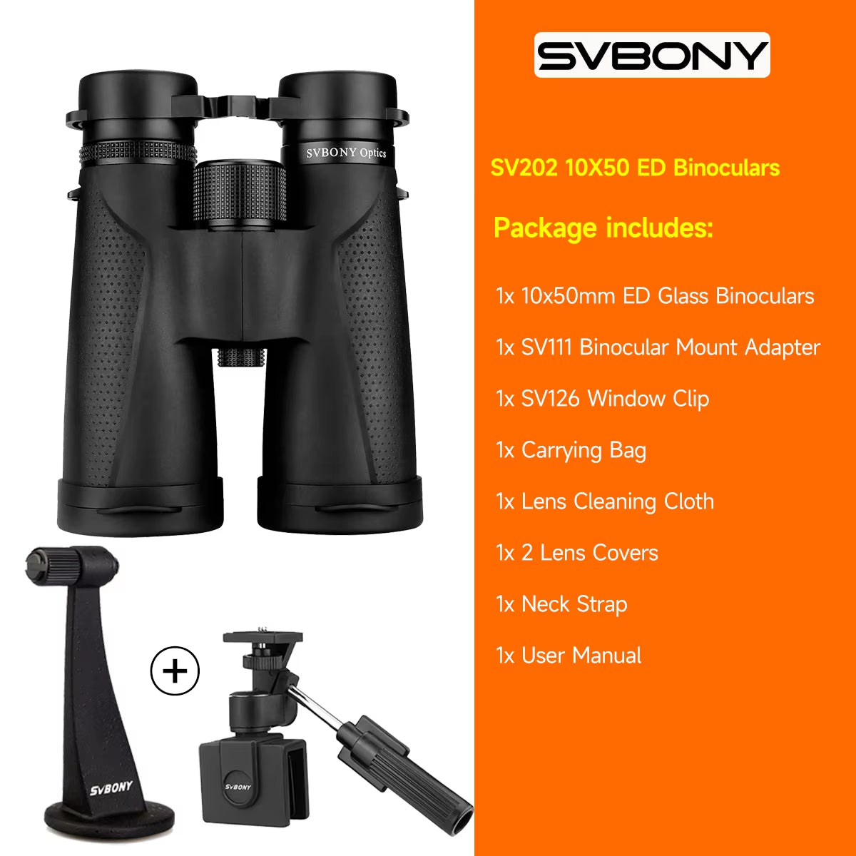 SV202 ED Long Range Binoculars 8X32/8X42/10X42,Ipx7 Waterproof FMC Bak4,Bird Watching,Stargazing,Camping,Travel,Astronomy