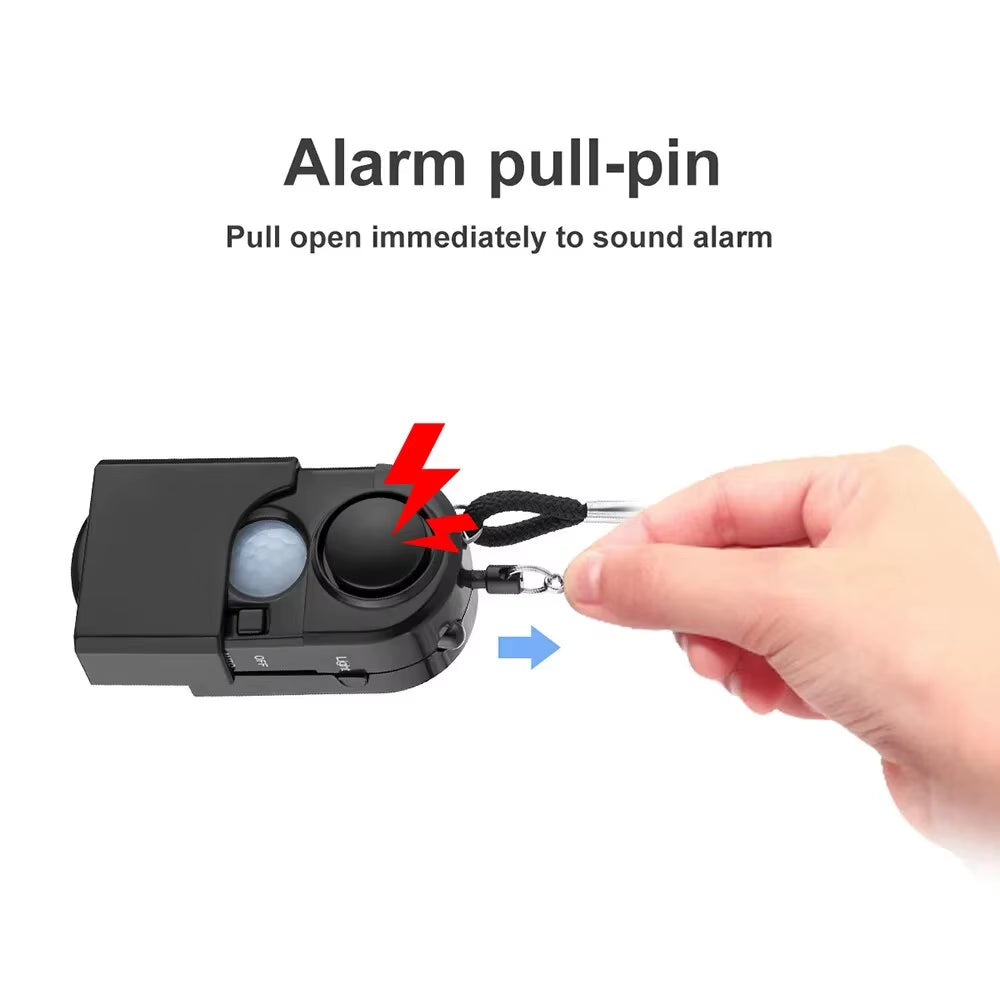 Portable Mini Motion Detector Alarm 120DB Siren SOS LED Light Security Alarm for Travel Home Kids Safe Personal Alarms