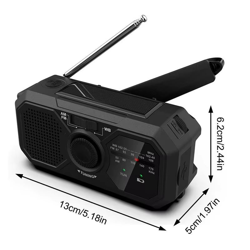 Hand-Cranked Lighting Radio Durable Solar Powered Hand-Cranked Radio Wind up Solar Radio for Outdoor Camping Survival Tool