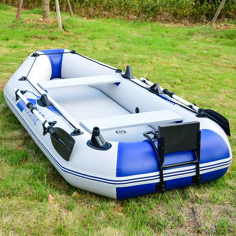 Solarmarine Inflatable Fishing Boat Rowing Kayak Canoe Hovercraft Dinghy Air Mat Bottom Outdoor Water Sport 3Person, 230 Cm