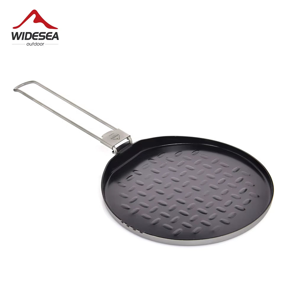 Titanium Nonstick Frying Pan Pot Bowl Camping Ultra-Light Plate Tableware Cooking Utensils Bbq Picnic Cookware