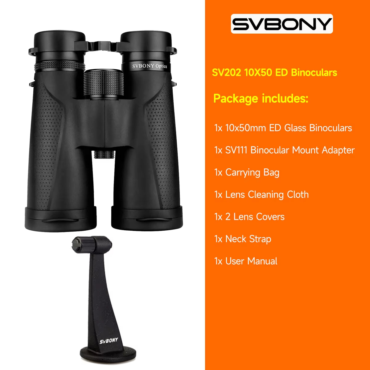 SV202 ED Long Range Binoculars 8X32/8X42/10X42,Ipx7 Waterproof FMC Bak4,Bird Watching,Stargazing,Camping,Travel,Astronomy