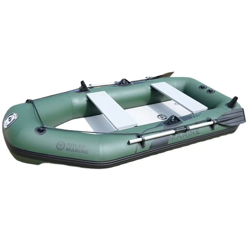 Solarmarine Inflatable Fishing Boat Rowing Kayak Canoe Hovercraft Dinghy Air Mat Bottom Outdoor Water Sport 3Person, 230 Cm