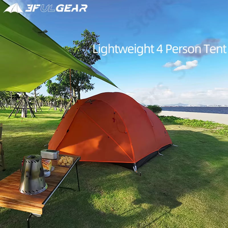 Qingkong 4 Camping Tent Ultralight Portable 15D/210T Large Space 3/4 Season 4 People Tent Outdoor Travel Hiking Tents