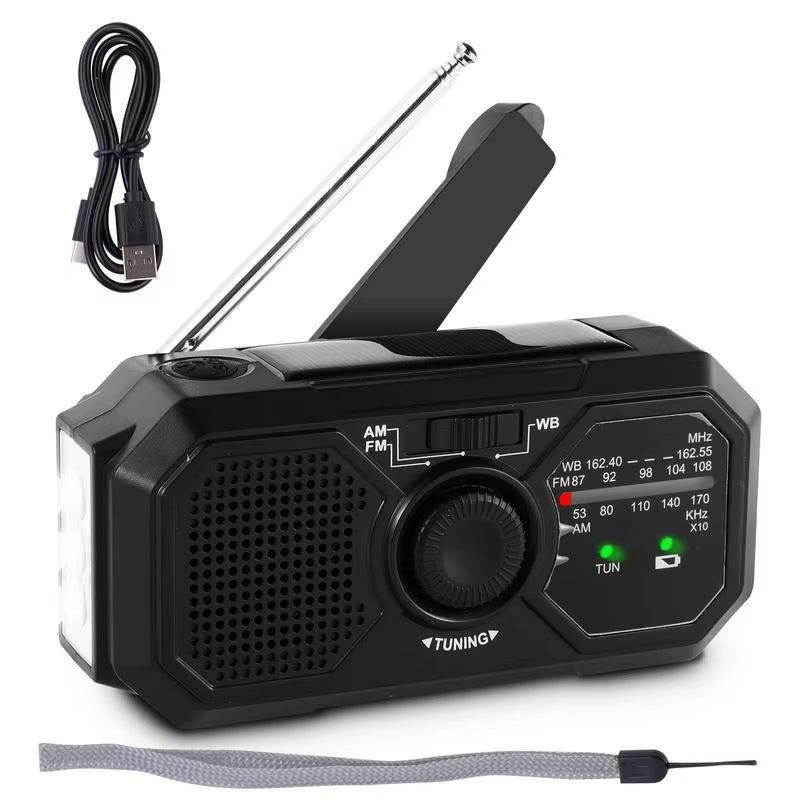Hand-Cranked Lighting Radio Durable Solar Powered Hand-Cranked Radio Wind up Solar Radio for Outdoor Camping Survival Tool