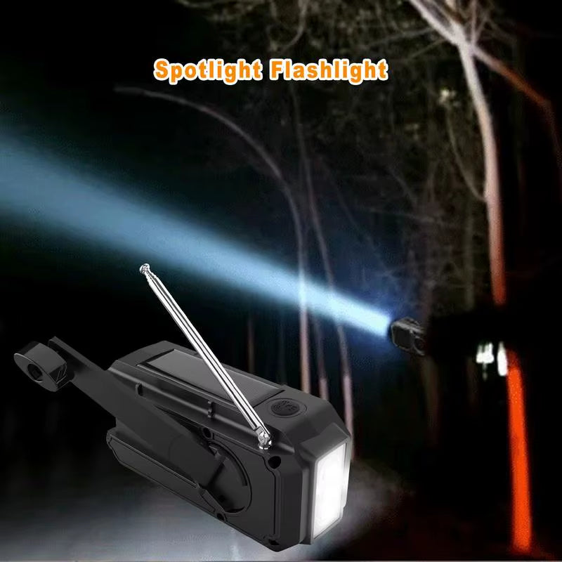 Hand-Cranked Lighting Radio Durable Solar Powered Hand-Cranked Radio Wind up Solar Radio for Outdoor Camping Survival Tool