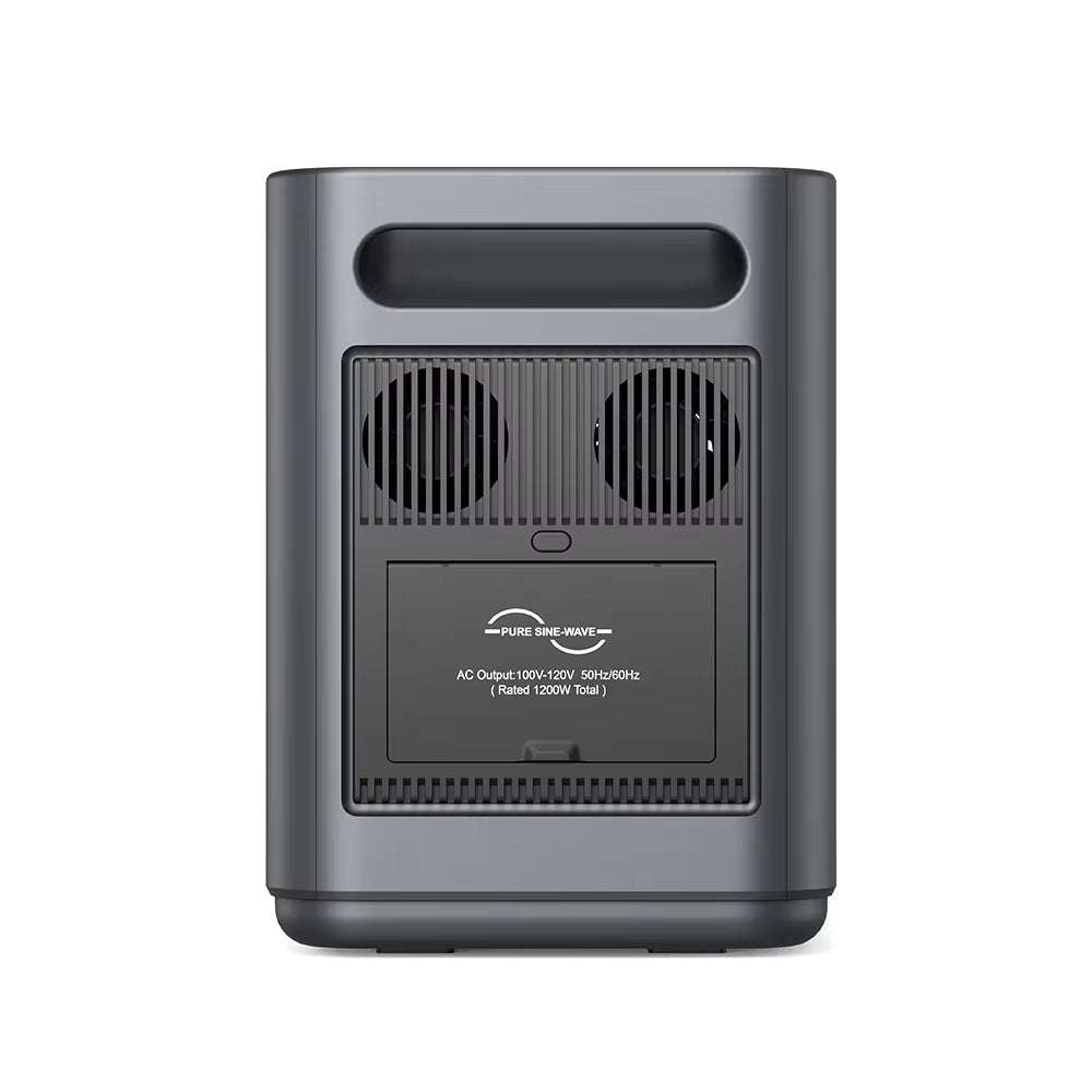 960Wh portable power station with dual fans and pure sine wave AC output, ideal for emergency backup and outdoor use.