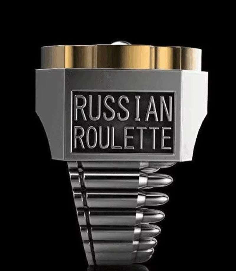 Self defense ring with Russian Roulette design, bullet-shaped electroplating, and punk style for personal protection.