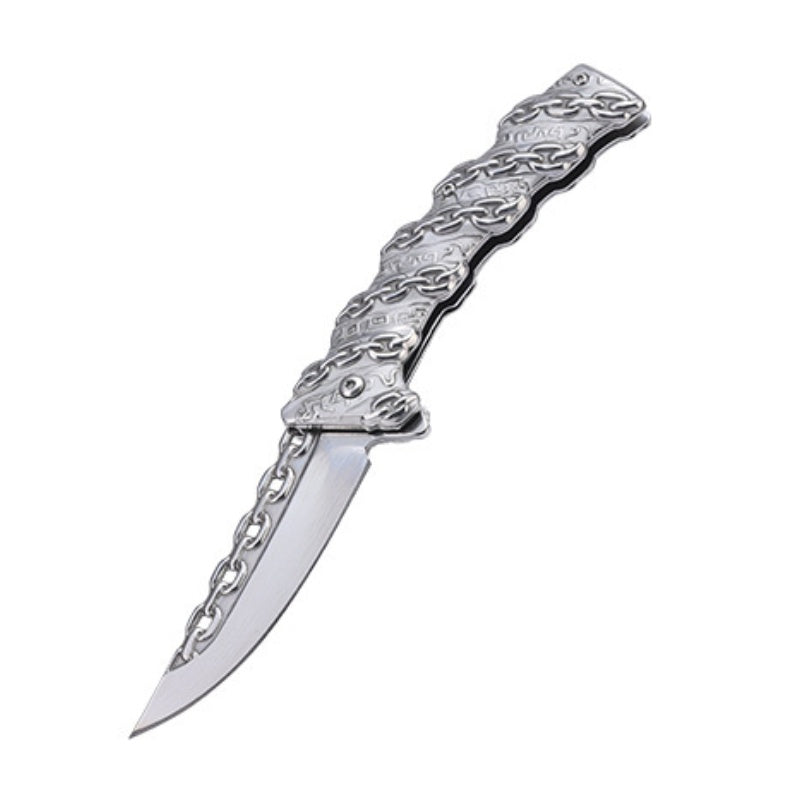 Chain Multifunctional Relief Stainless Steel Survival Outdoor Folding Knife