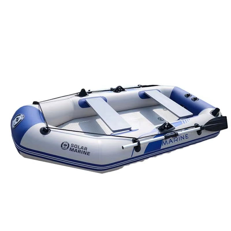 Solarmarine Inflatable Fishing Boat Rowing Kayak Canoe Hovercraft Dinghy Air Mat Bottom Outdoor Water Sport 3Person, 230 Cm