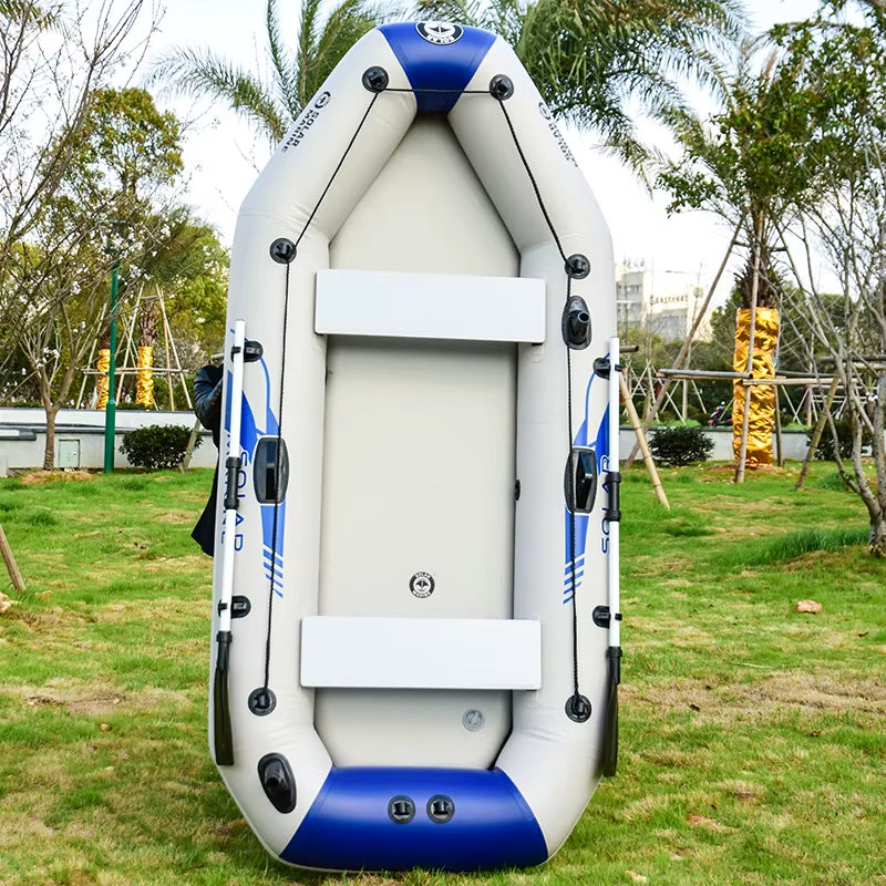 Solarmarine Inflatable Fishing Boat Rowing Kayak Canoe Hovercraft Dinghy Air Mat Bottom Outdoor Water Sport 3Person, 230 Cm