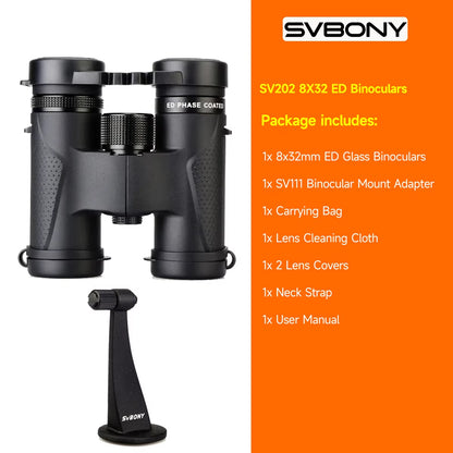 SV202 ED Long Range Binoculars 8X32/8X42/10X42,Ipx7 Waterproof FMC Bak4,Bird Watching,Stargazing,Camping,Travel,Astronomy