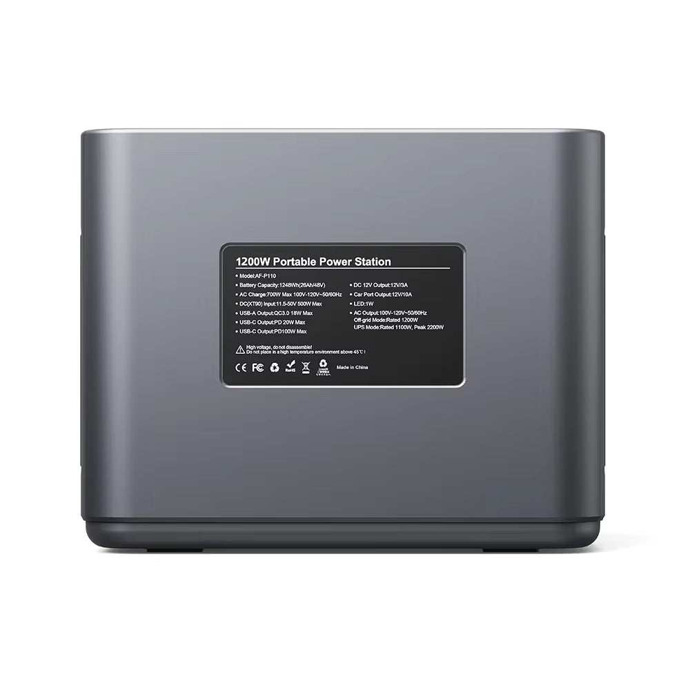 960Wh portable power station, 1200W, emergency backup, solar compatible.
