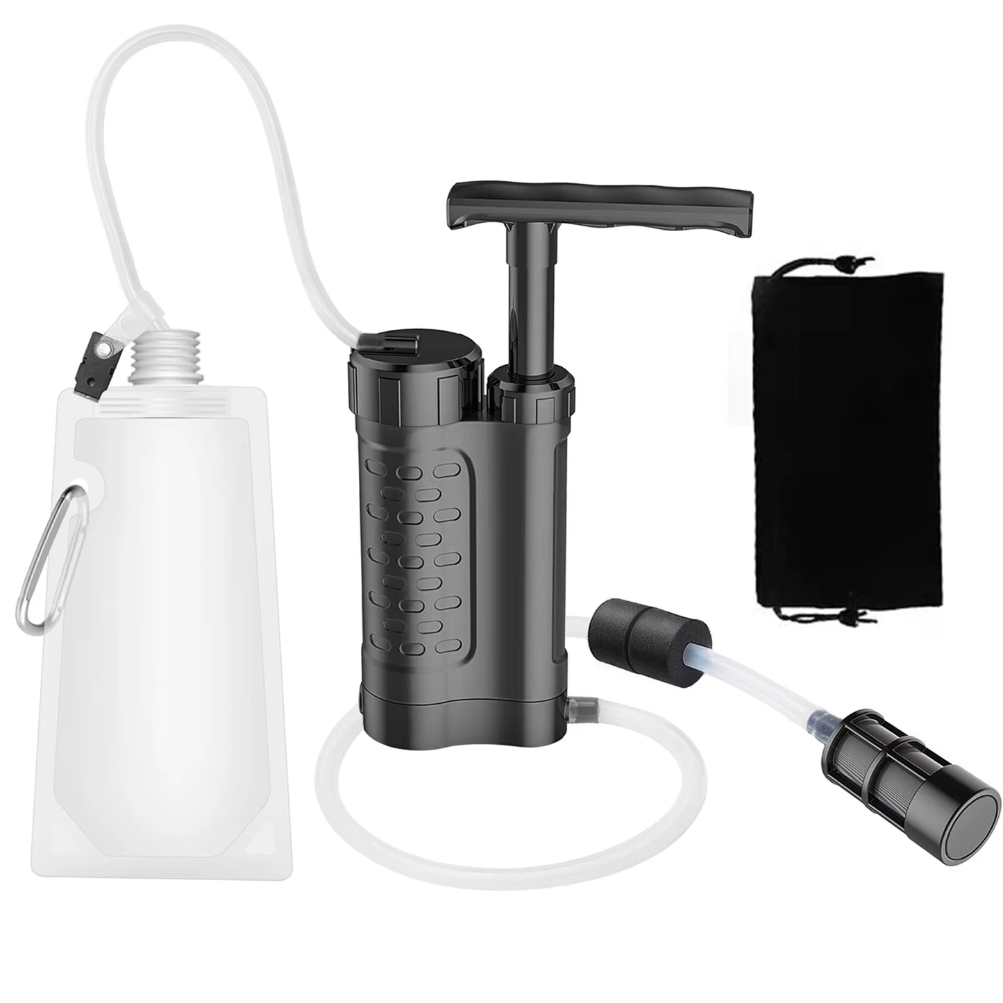 Water Purifier Pump Water Filtration System with 0.01 Micron Water Filter Outdoor Emergency Survival Gear for Camping Hiking