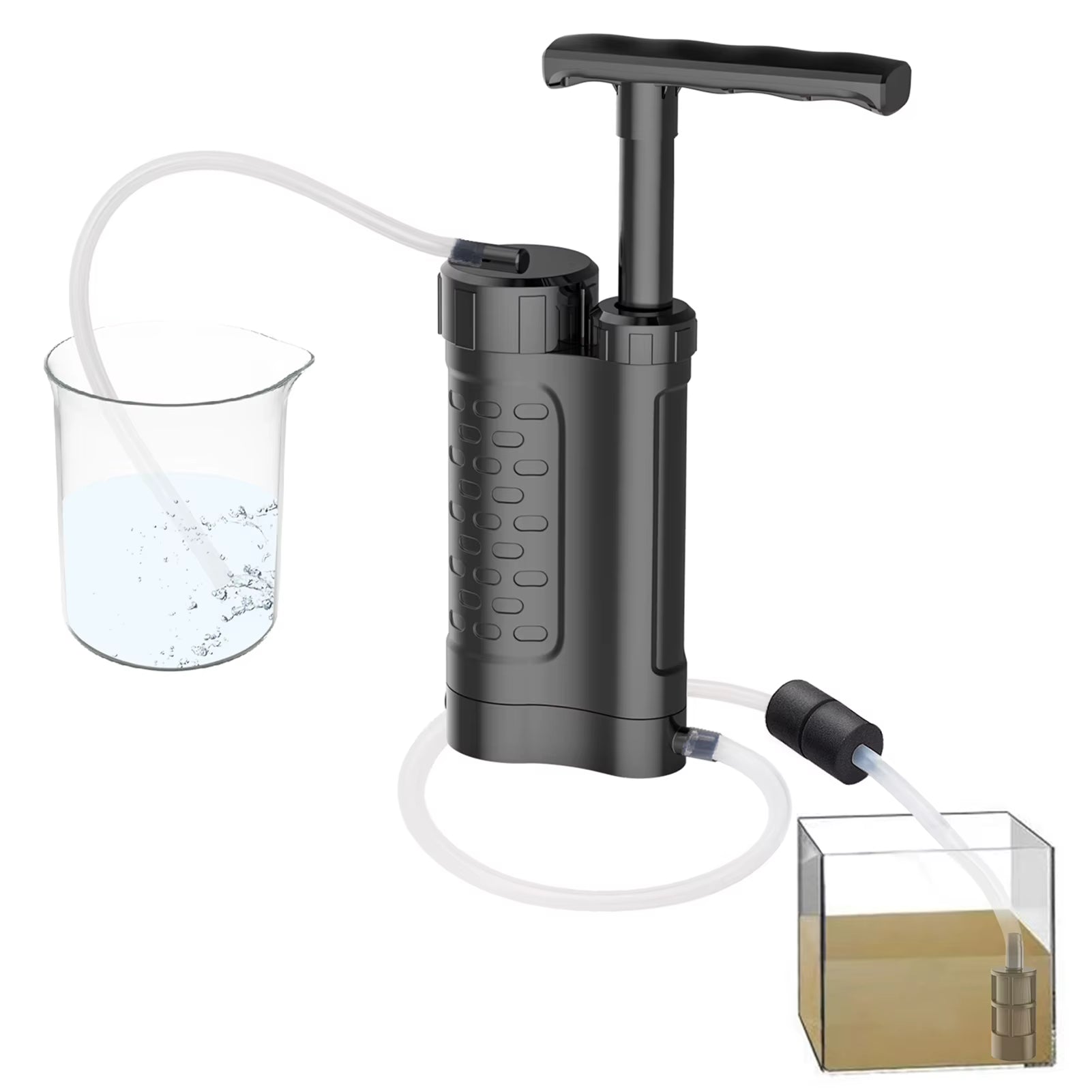 Water Purifier Pump Water Filtration System with 0.01 Micron Water Filter Outdoor Emergency Survival Gear for Camping Hiking