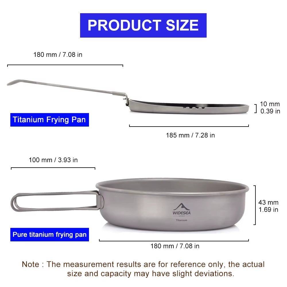 Titanium Nonstick Frying Pan Pot Bowl Camping Ultra-Light Plate Tableware Cooking Utensils Bbq Picnic Cookware