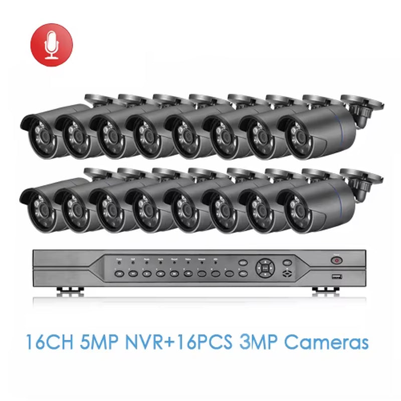H.265 16CH POE NVR Kit 3MP CCTV Camera System 3MP Outdoor Waterproof Audio IP Camera POE Security Video Surveillance Set