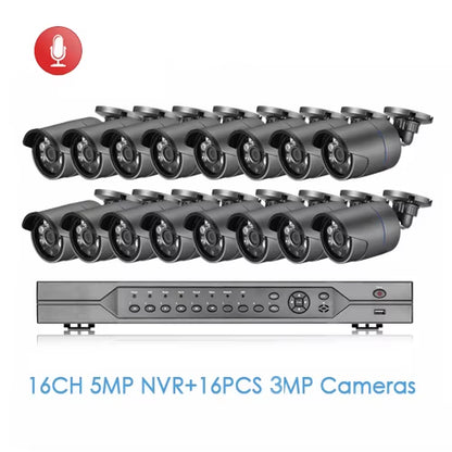 H.265 16CH POE NVR Kit 3MP CCTV Camera System 3MP Outdoor Waterproof Audio IP Camera POE Security Video Surveillance Set