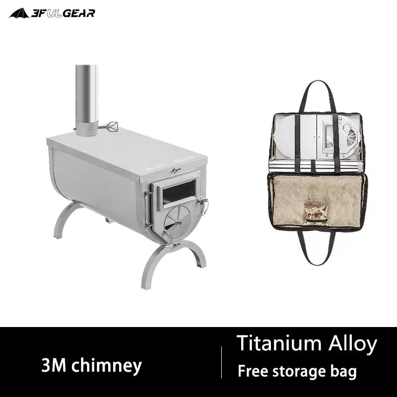 3F UL GEAR Ultralight Titanium Alloy & 304 Stainless Wood Stove Multipurpose Camping Tent Heating Stove Outdoor Survival