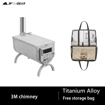 3F UL GEAR Ultralight Titanium Alloy & 304 Stainless Wood Stove Multipurpose Camping Tent Heating Stove Outdoor Survival