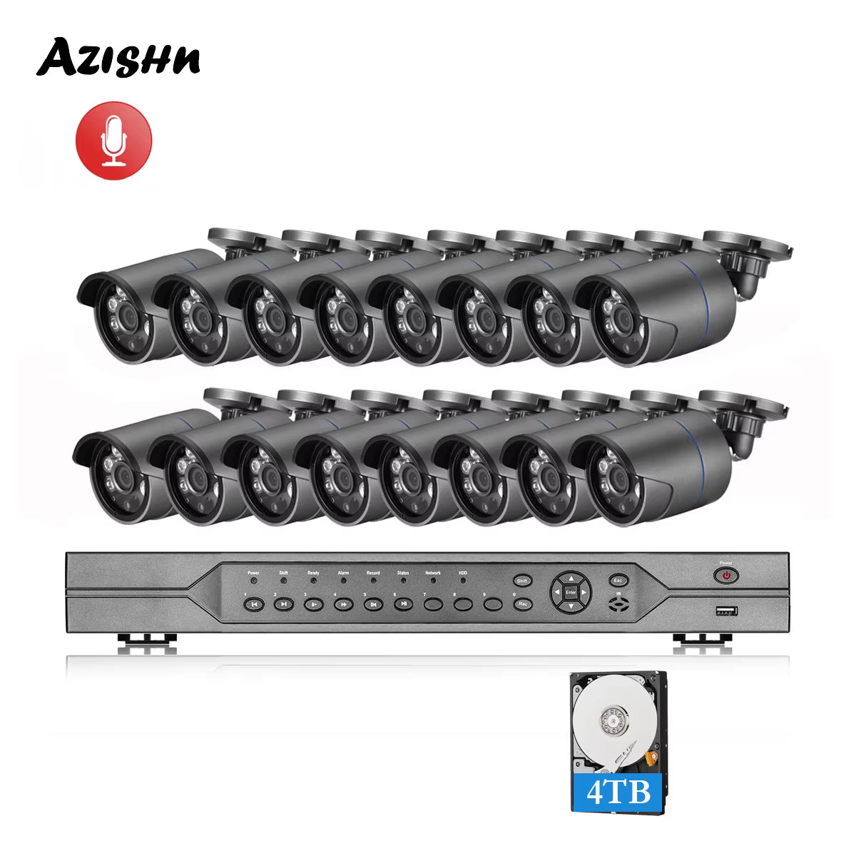 H.265 16CH POE NVR Kit 3MP CCTV Camera System 3MP Outdoor Waterproof Audio IP Camera POE Security Video Surveillance Set