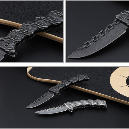 Chain Multifunctional Relief Stainless Steel Survival Outdoor Folding Knife