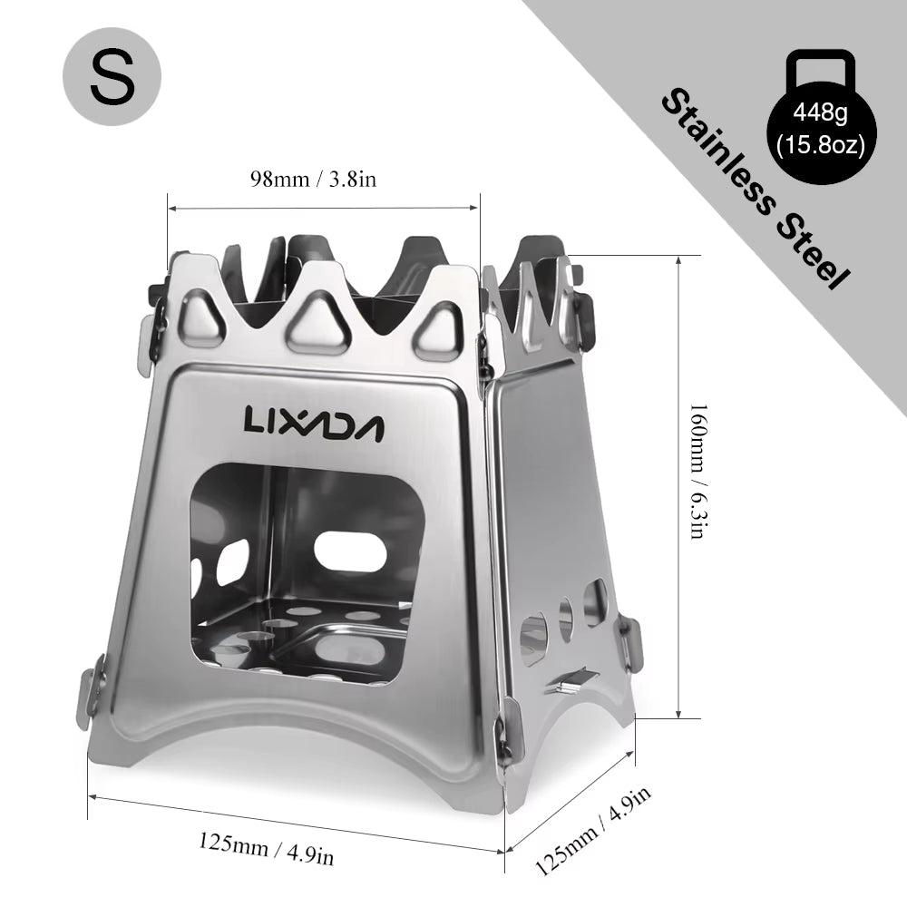 Lixada Titanium Stove Portable Ultralight Mini Grill Compact Outdoor Camping Folding Cookware Picnic Survival Firewood Burner