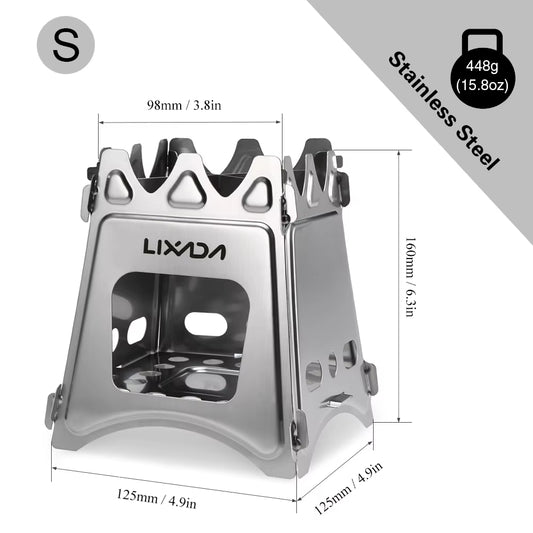 Lixada Titanium Stove Portable Ultralight Mini Grill Compact Outdoor Camping Folding Cookware Picnic Survival Firewood Burner