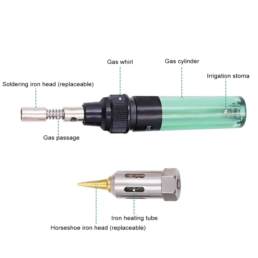 New 4 in 1 Portable Gas Soldering Iron Cordless Butane Gas Welding Gun Welding Pen 1300℃ Burner Mini Butane Welder Tip Tools