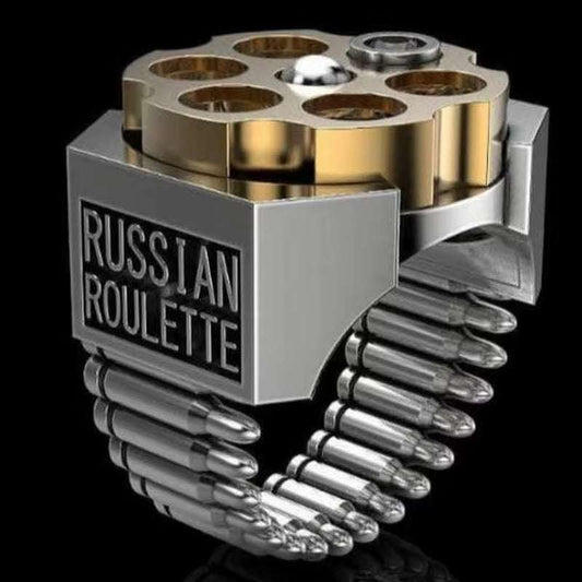 Bullet-shaped self defense ring in Russian roulette design with electroplating finish.