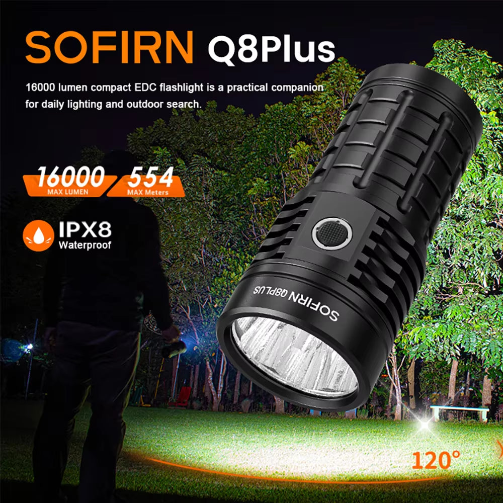 Q8 plus 6*XHP50.2 LED Torch 21700 USB C Rechargeable 16000Lm Powerful Flashlight EDC Portable Lantern Lamp BLF Anduril 2