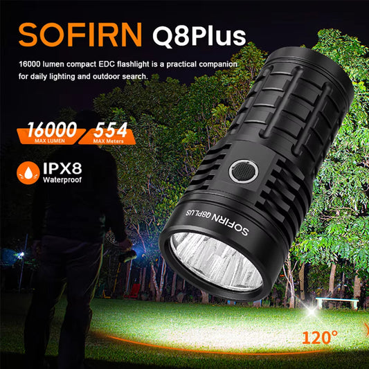 Q8 plus 6*XHP50.2 LED Torch 21700 USB C Rechargeable 16000Lm Powerful Flashlight EDC Portable Lantern Lamp BLF Anduril 2