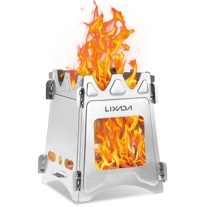 Lixada Titanium Stove Portable Ultralight Mini Grill Compact Outdoor Camping Folding Cookware Picnic Survival Firewood Burner