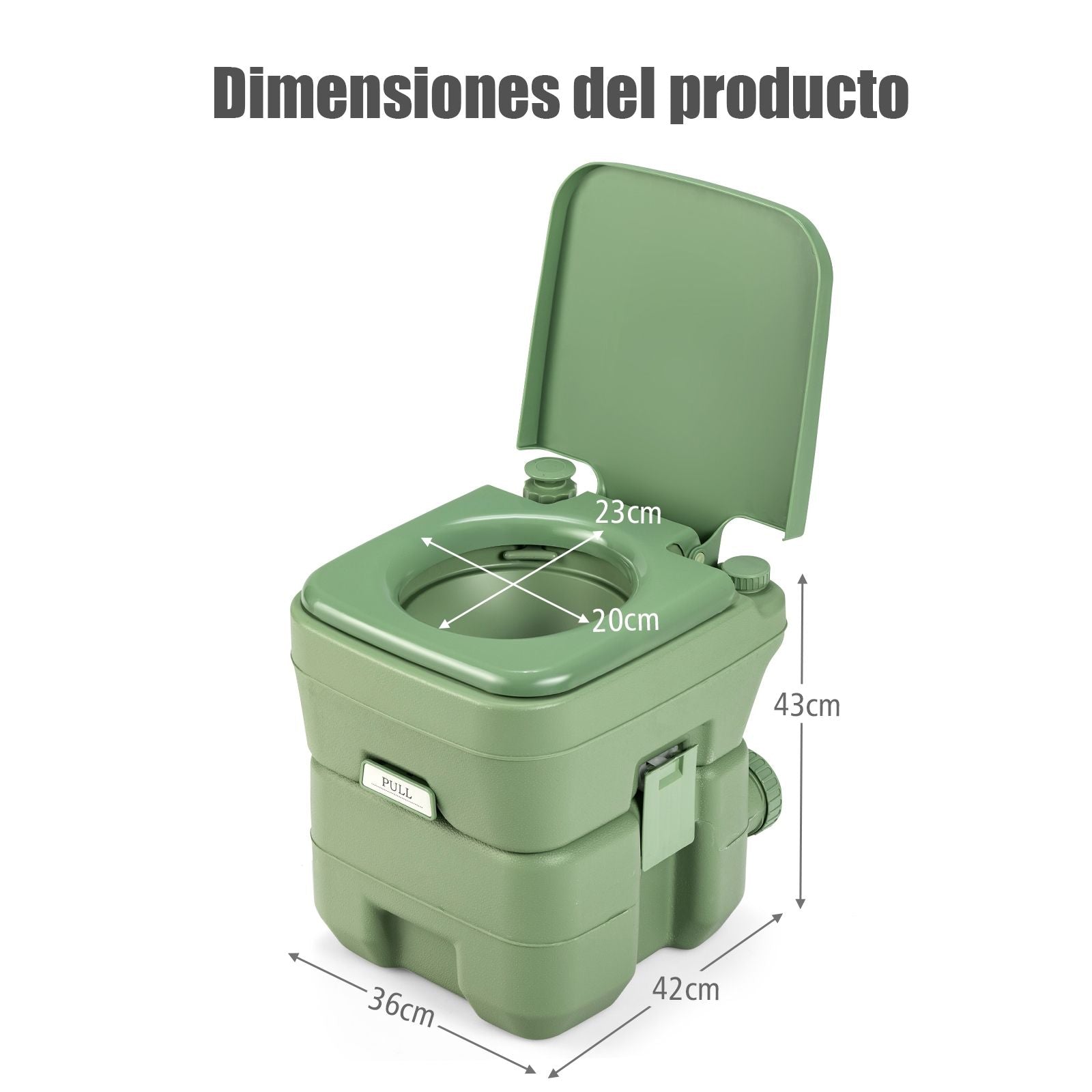 Inodoro Portátil Váter Móvil Con Depósito De Residuos De 20 L Asiento Cómodo Para Viaje Camping Excursiones Verde 42 X 36 X 43 Cm