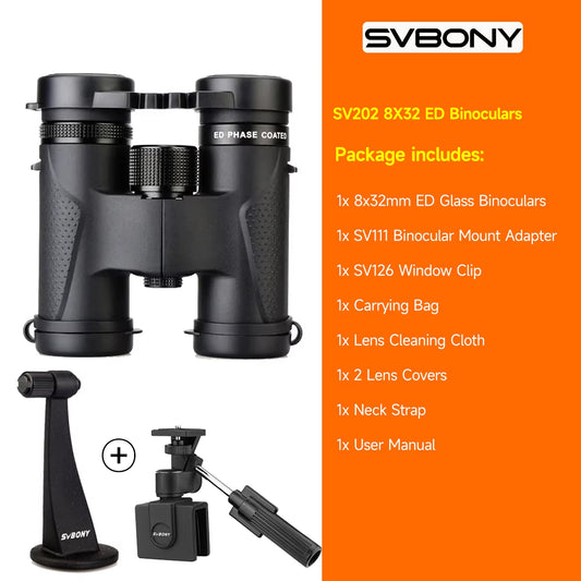 SV202 ED Long Range Binoculars 8X32/8X42/10X42,Ipx7 Waterproof FMC Bak4,Bird Watching,Stargazing,Camping,Travel,Astronomy