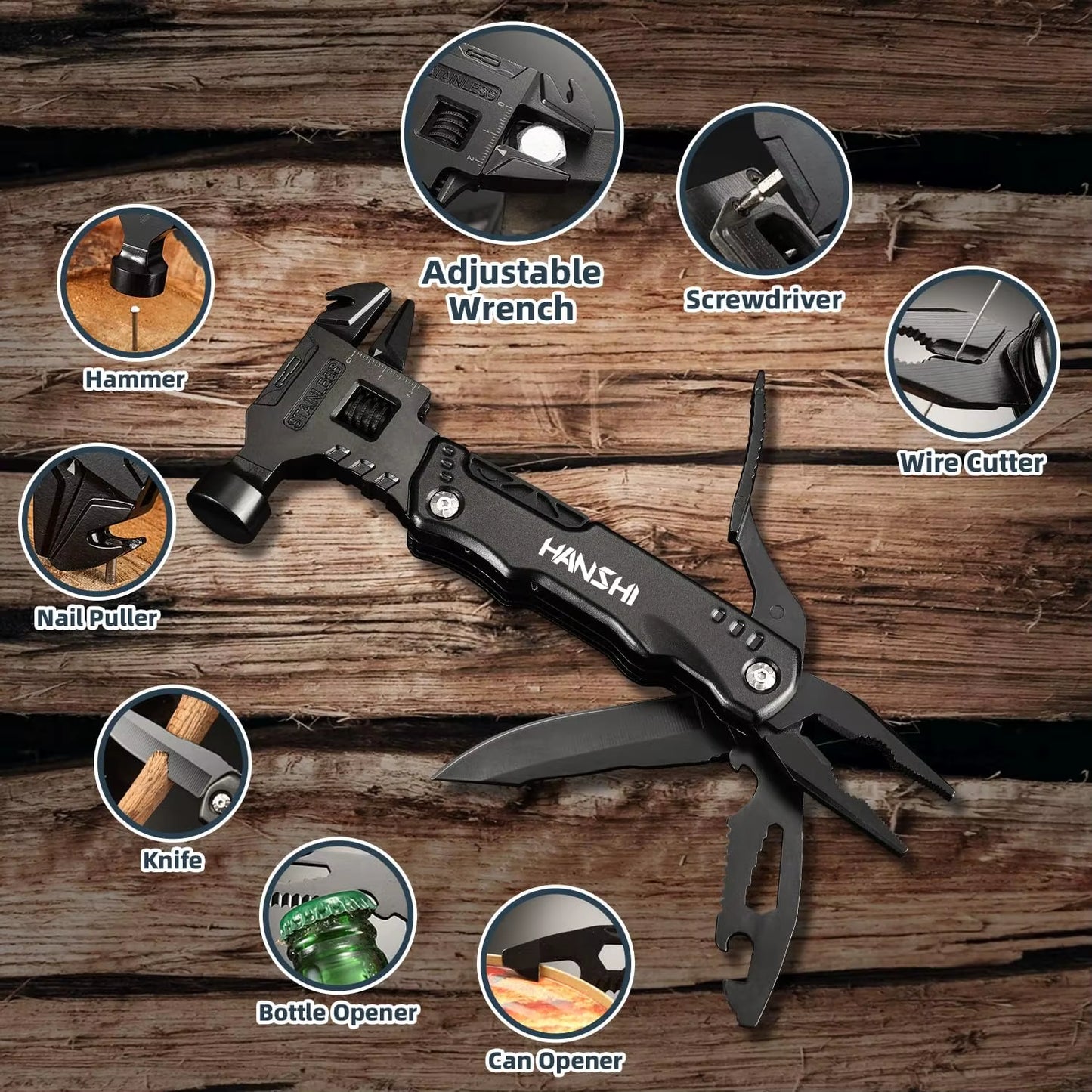 Multi Functional Adjustable Open-End Wrench Combination Universal Folding Pliers EDC Tool