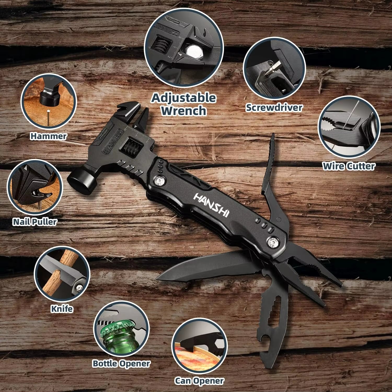 Multi Functional Adjustable Open-End Wrench Combination Universal Folding Pliers EDC Tool