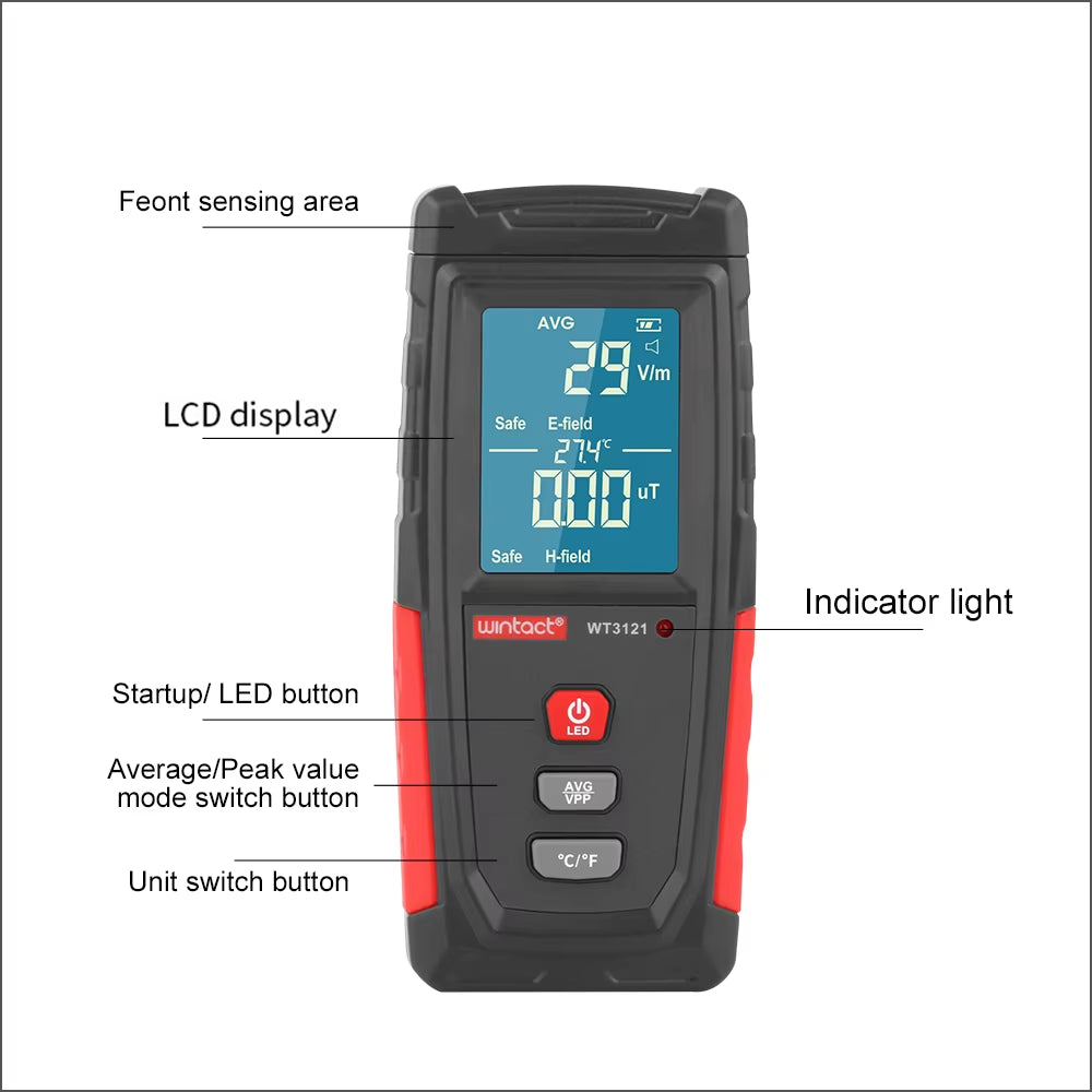 Electromagnetic Field Radiation Detector Tester Emf Meter Rechargeable Handheld Portable Counter Emission Dosimeter Computer