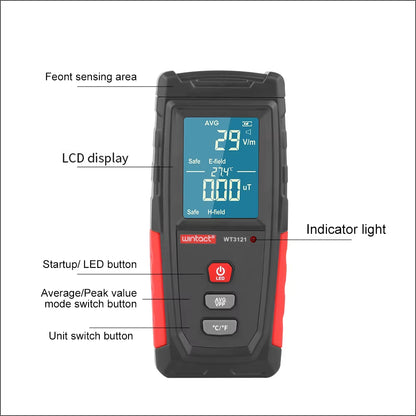 Electromagnetic Field Radiation Detector Tester Emf Meter Rechargeable Handheld Portable Counter Emission Dosimeter Computer
