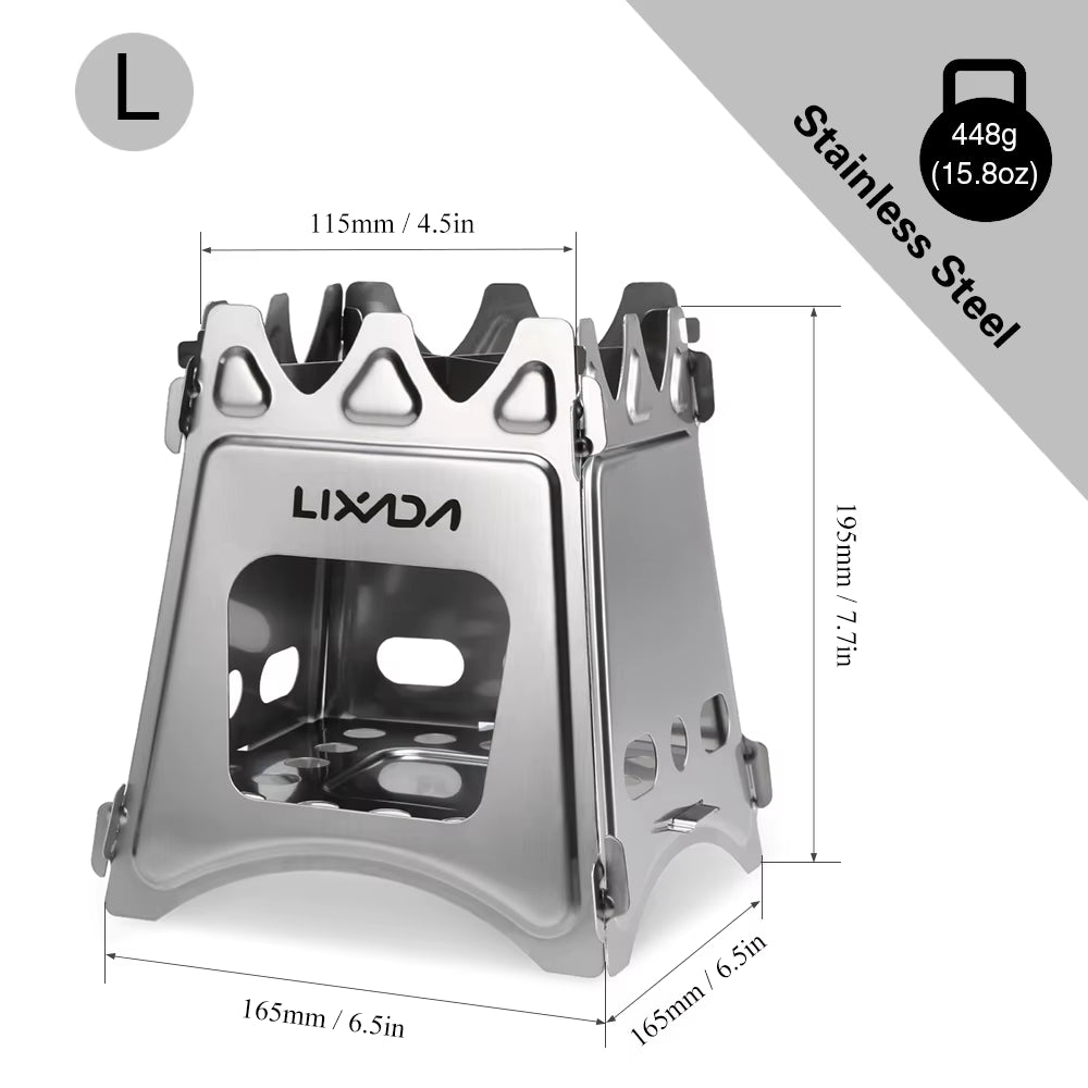 Lixada Titanium Stove Portable Ultralight Mini Grill Compact Outdoor Camping Folding Cookware Picnic Survival Firewood Burner