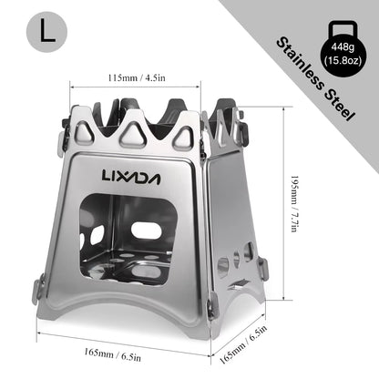 Lixada Titanium Stove Portable Ultralight Mini Grill Compact Outdoor Camping Folding Cookware Picnic Survival Firewood Burner