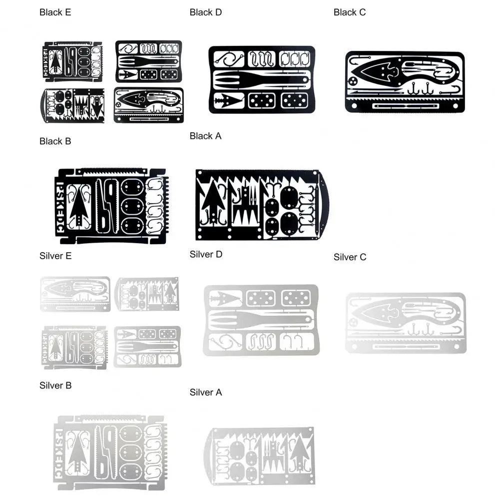 Outdoor Stainless Steel Survival Tool Fishing Hook Card Portable Fishing Hunting Multifunction Tool Card for Camping