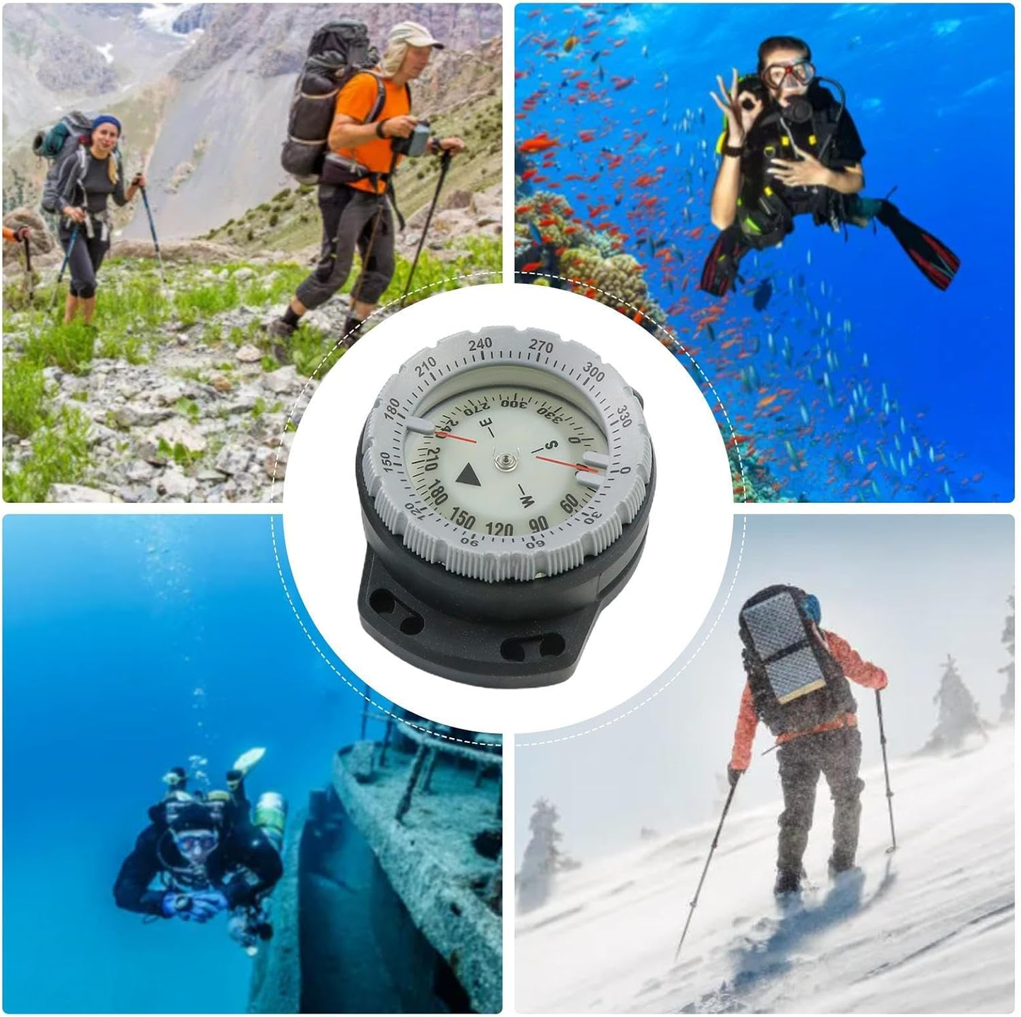 Buceo Con Brújula De Buceo, Brújula De Buceo,Brújula De Buceo Subacuática Impermeable Con Cuerda - Accesorios De Buceo, Compas Marinos Para Deportes Acuáticos Con Esfera Luminiscente