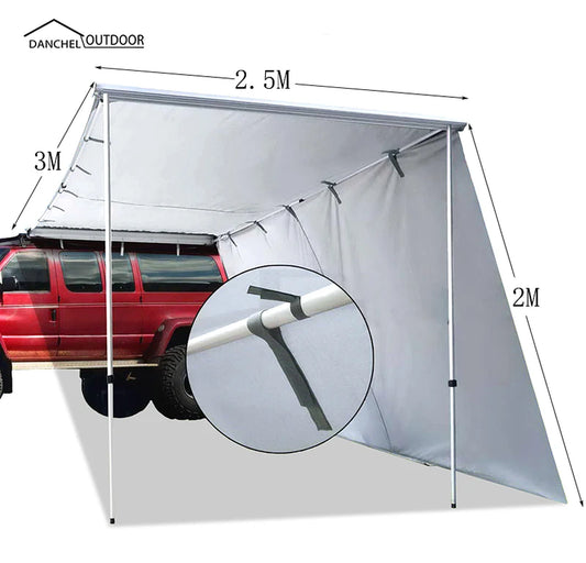 DANCHEL Car Side Awning, Car Side Tent Awning with 3M Extend Cloth,Car Roof Top Tent , Car Tent